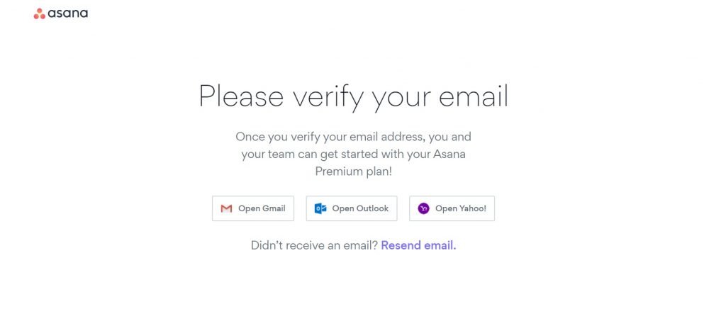 verify email - Asana